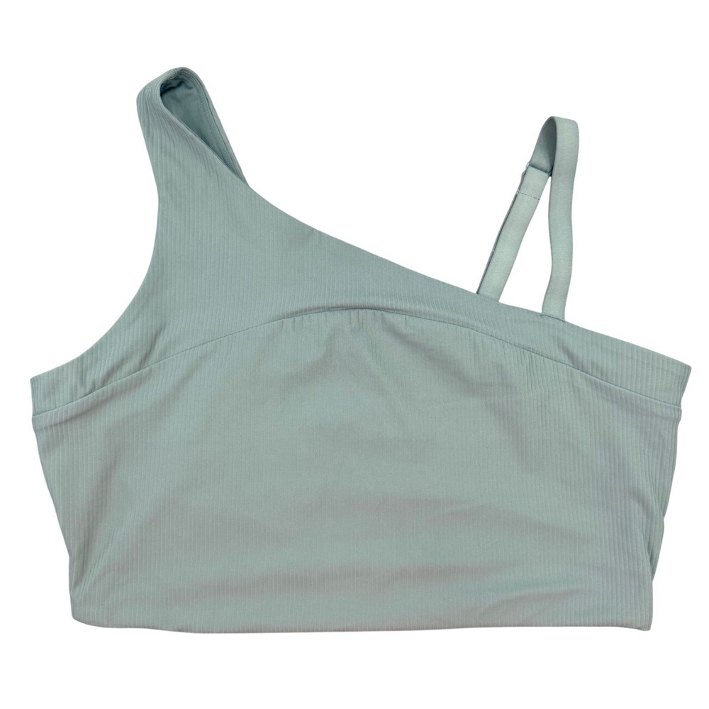 All in Motion Sage Green Ribbed One Shoulder Sports Bra XXL Active Yoga Run Gym